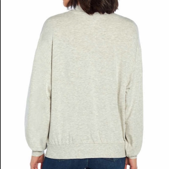 Three Dots Ladies' Quarter Zip Pullover, Light Gray - Picture 3 of 4